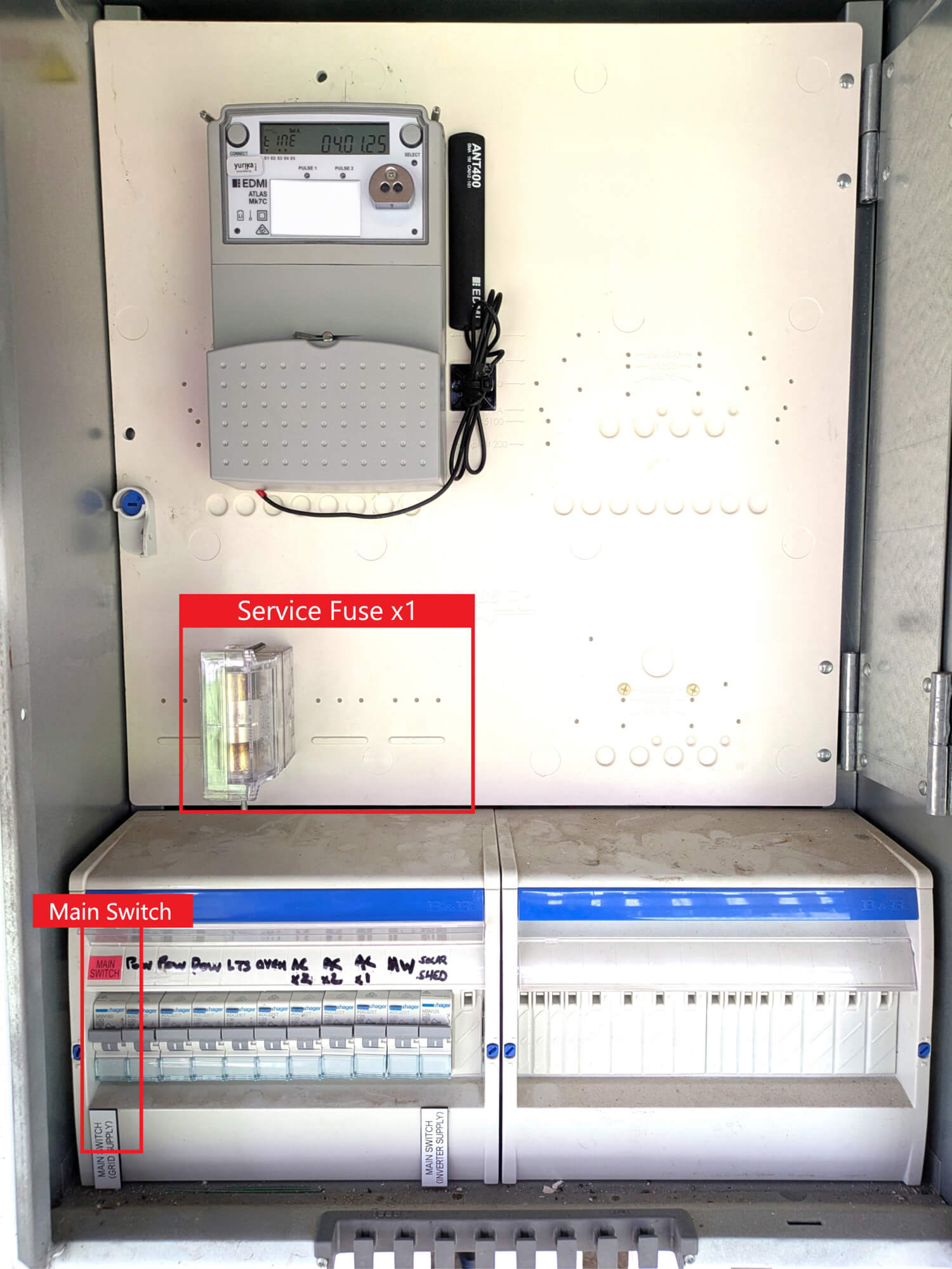 Single phase switchboard